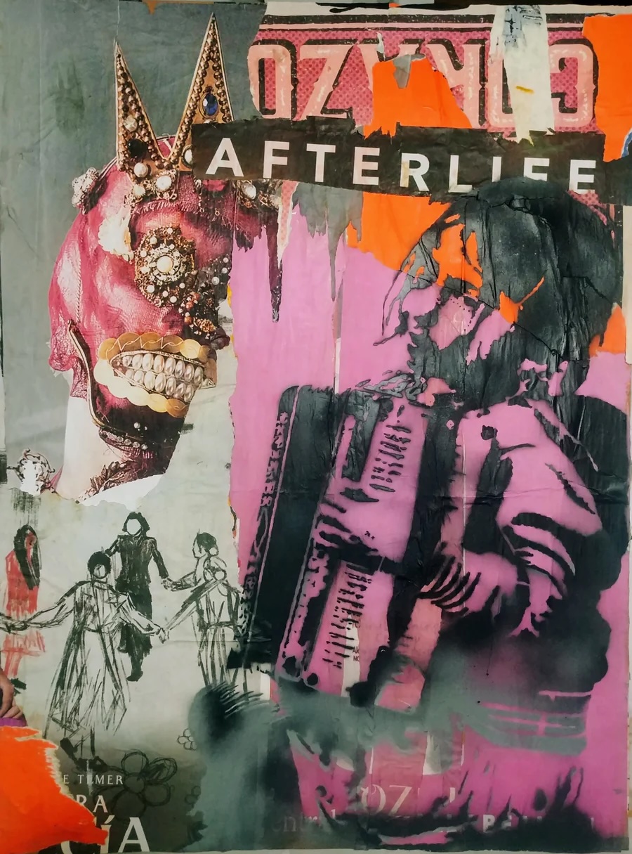 Afterlife Corazon collage graffiti painting 2024 by Borna Libertines