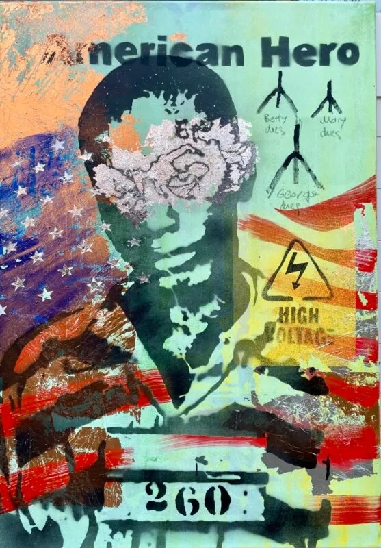 American Hero graffiti painting 2025 by Borna Libertines addressing racial injustice